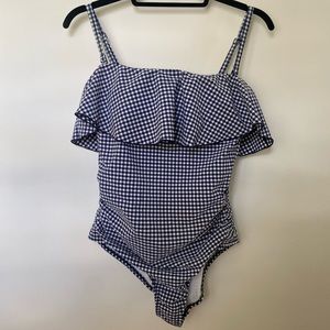 Kona Sol gingham flounce bandeau swimsuit